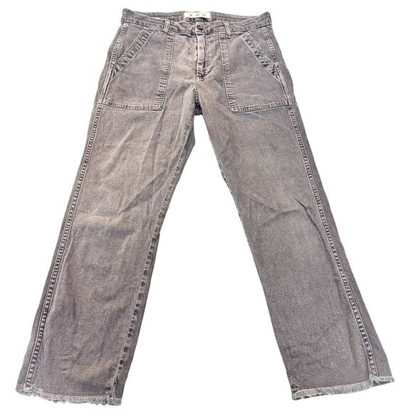 AMO Easy Army Trouser Washed Black Raw Hem Gray Denim Jeans Size 28 - Picture 2 of 9